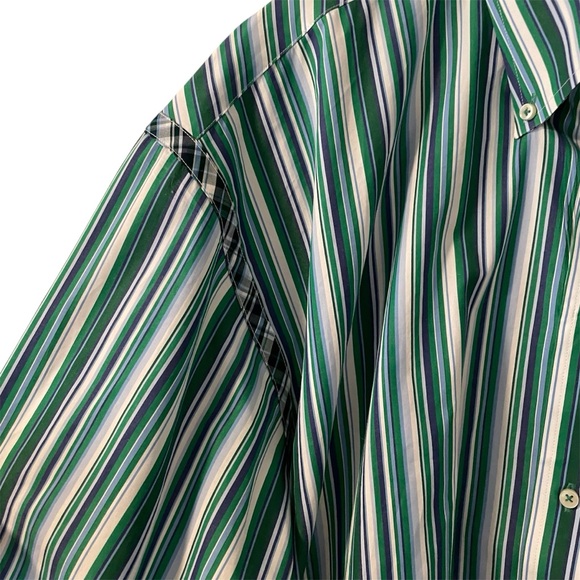 TOMMY HILFIGER 2 Ply Fabric Y2K Striped Long Sleeve Button Down Shirt Men’s XXL - Picture 5 of 9